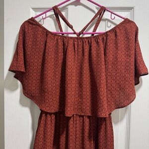 Everly Red Off-Shoulder Jumpsuit